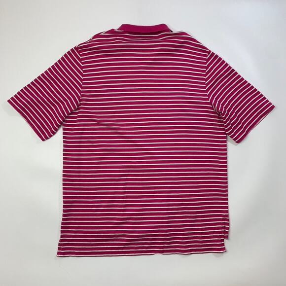 Ralph Lauren Polo Golf Shirt Mens L Large Hot Pink White Pima Cotton Striped - Picture 6 of 8